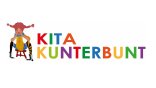 Logo der Kita Kunterbunt Logo mit bunten Buchstaben und Pipi Langstrumpf