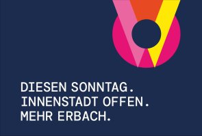 Verkaufsoffener Sonntag in Erbach Dunkelblaues Plakat mit Hinweis auf verkaufsoffenen Sonntag