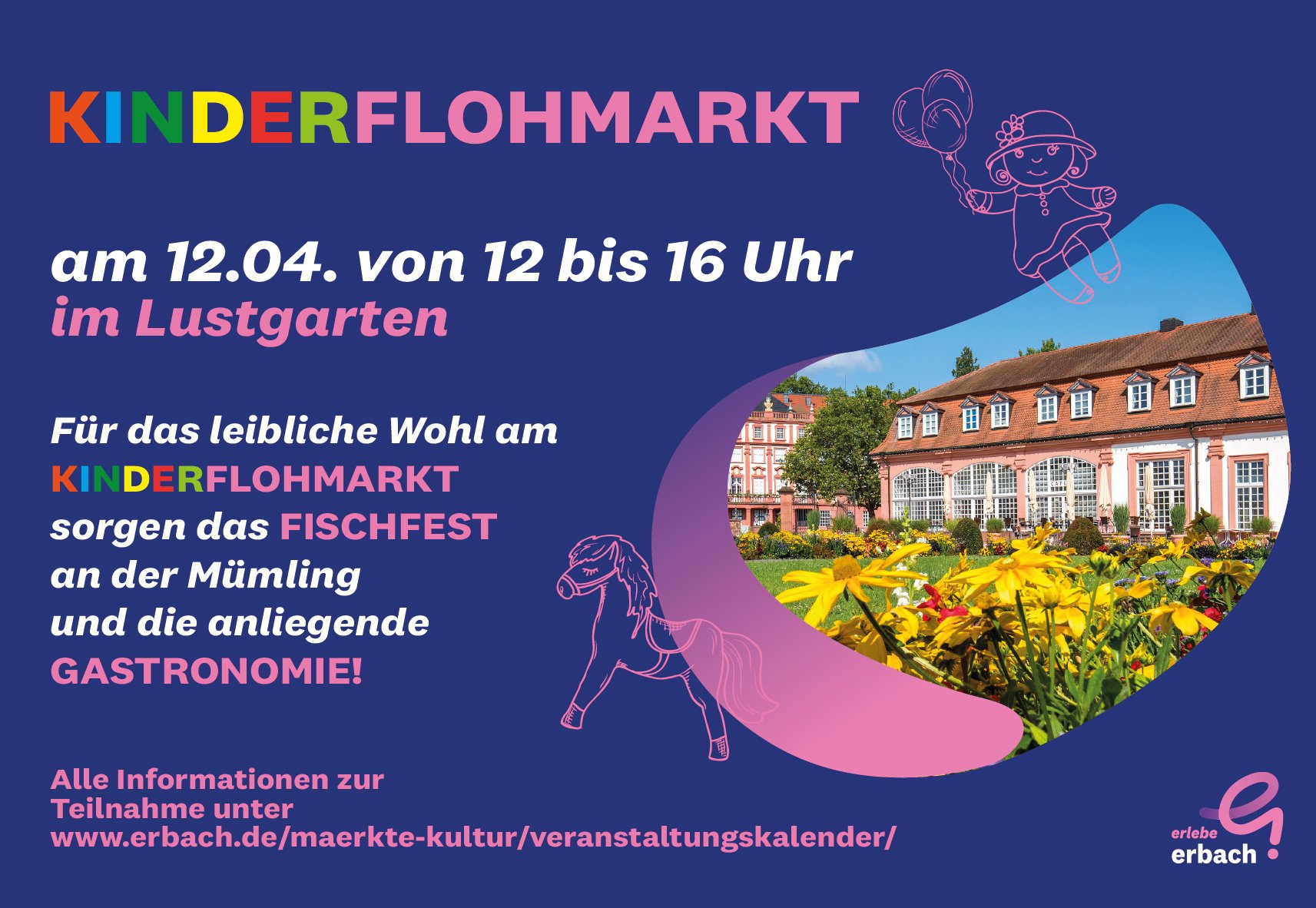 Plakat Kinderflohmarkt Plakat mit Bild von Parkanlage