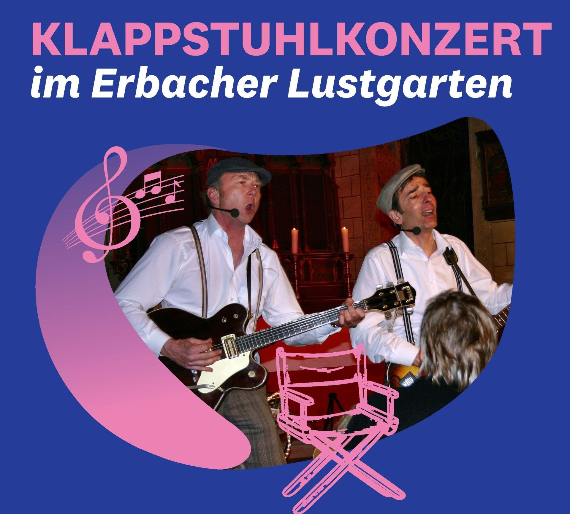 Konzert-Plakat mit zwei Musikern mit Bass, die singen.