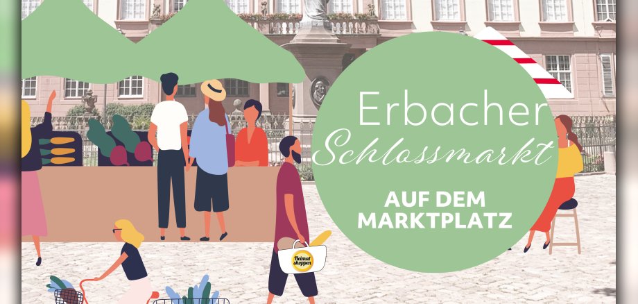 Bild im Comicstyle mit Menschen auf Markt
