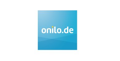 Logo mit weißer Schrift auf blauem Hintergrund