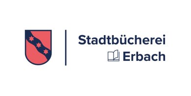 Logo mit dunkelblauer Schrift und Buch