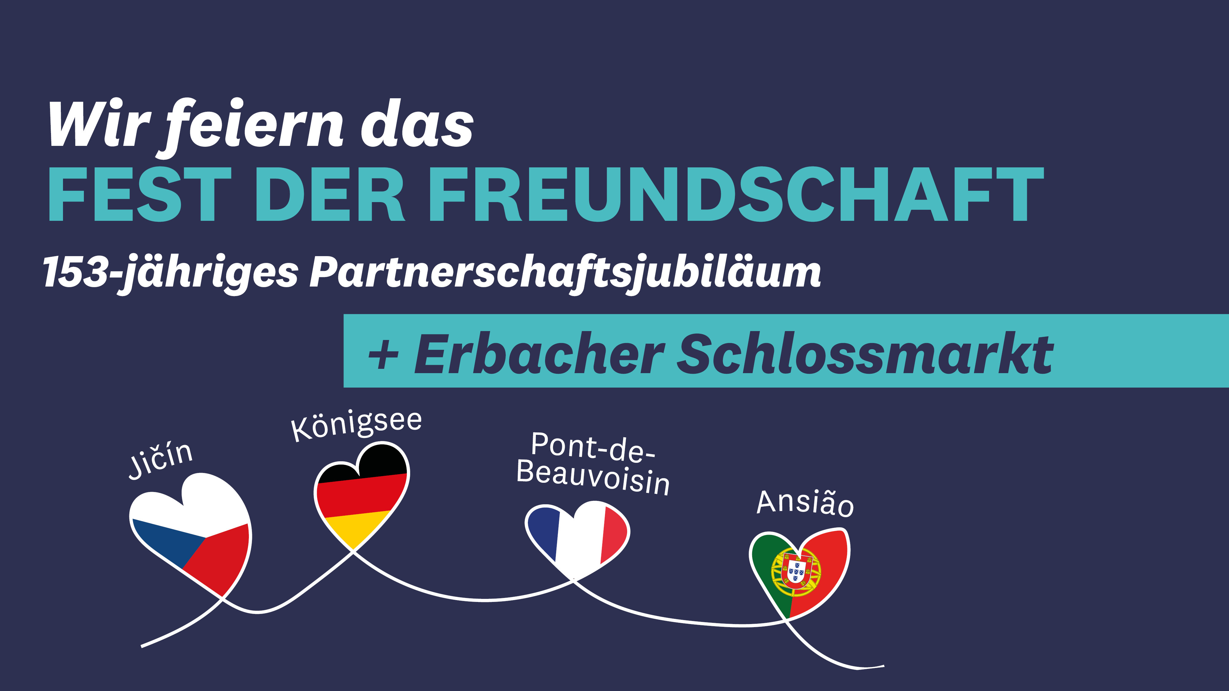 Plakat mit Herzen und Flaggen