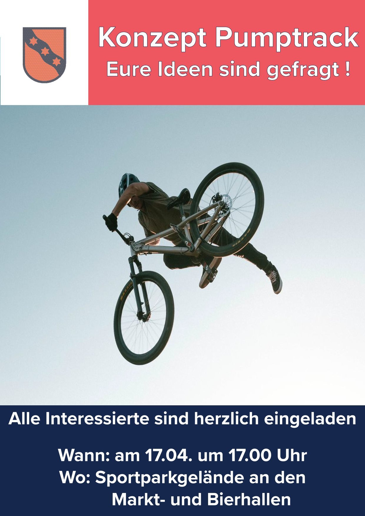 Fahrradfahrer springt mit Fahrrad 