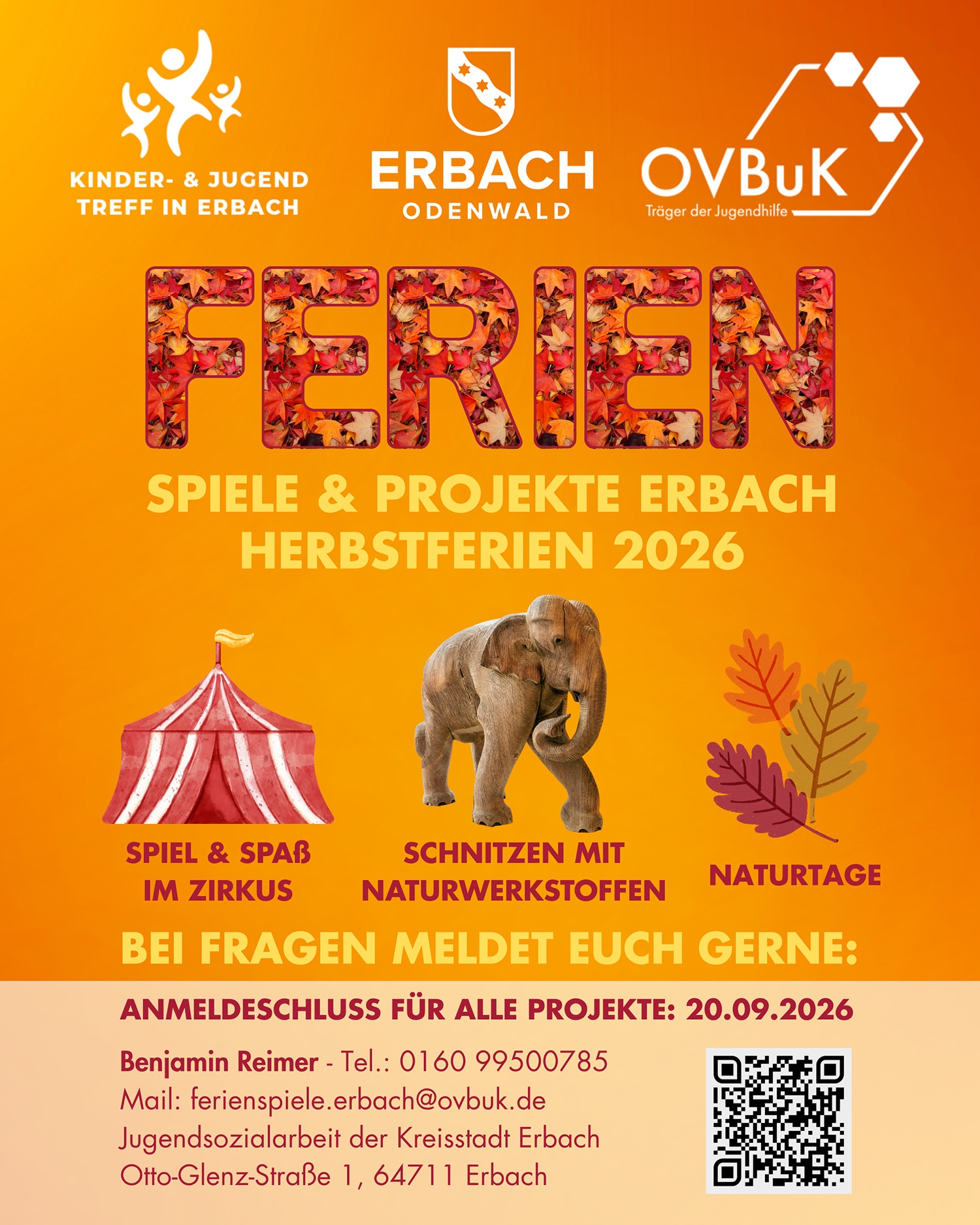 Flyer mit Informationen zu den Herbstferienspielen. 