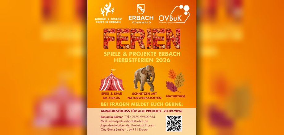 Flyer mit Informationen zu den Herbstferienspielen. 
