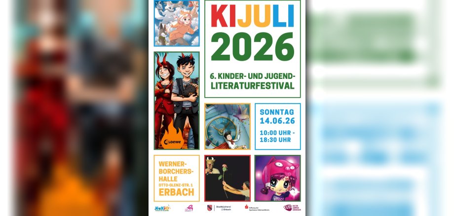 Plakat KiJuLi-Festival 2026 Plakat mit Infos zur Veranstaltung und mehreren Manga-Figuren