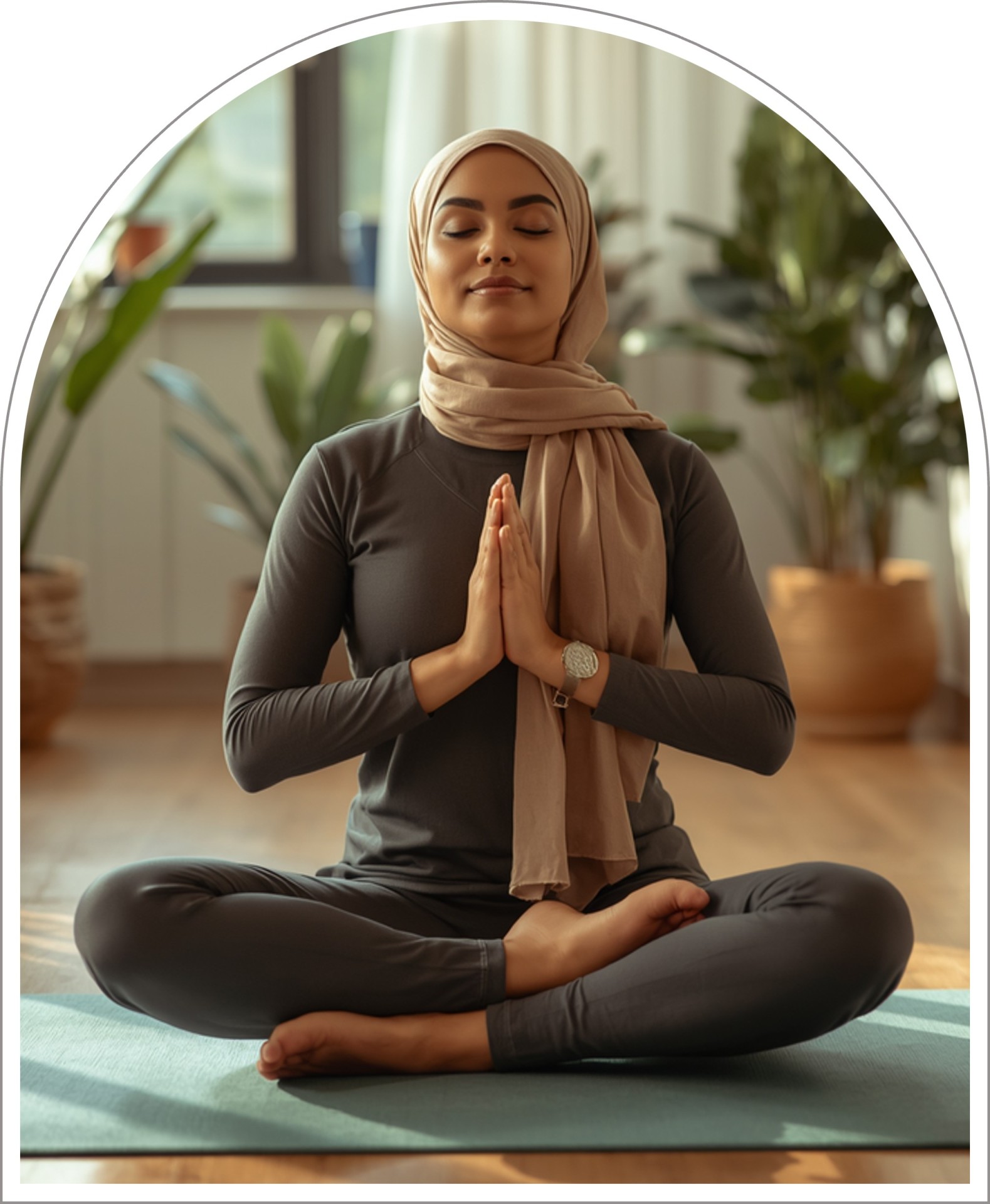 Frau mit Hijab macht Yoga