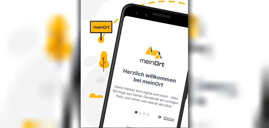 App Mein Ort Bild von einem Handy mit Bildschirm