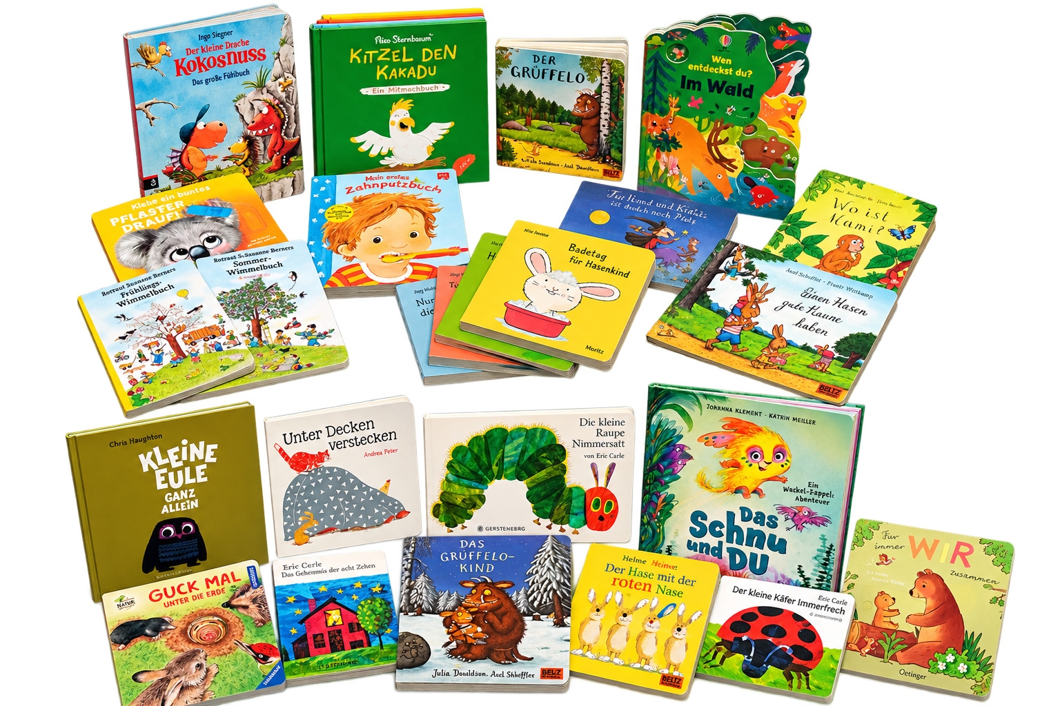Übersicht über Buchcover, die der Kindergarten angeschafft hat