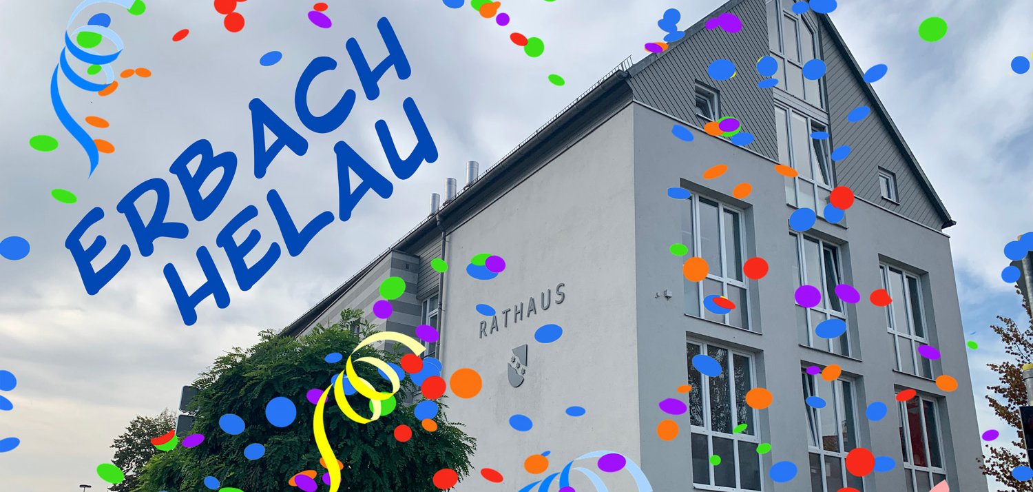 Bild vom Rathaus mit Konfetti und Luftschlangen