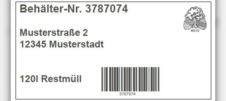 Strichcode für Restmülltonnen Strichcode mit Text und Zahlen