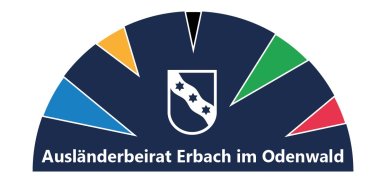 Logo mit Stadtwappen Erbach und 5 Blitzen, die in den Olympiafarben gehalten sind