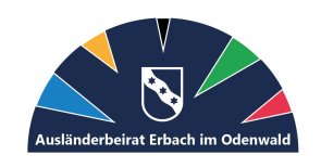 Logo mit Stadtwappen Erbach und 5 Blitzen, die in den Olympiafarben gehalten sind