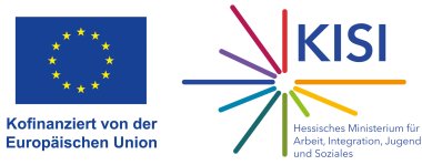 Logo EU und Logo mit bunten Strichen