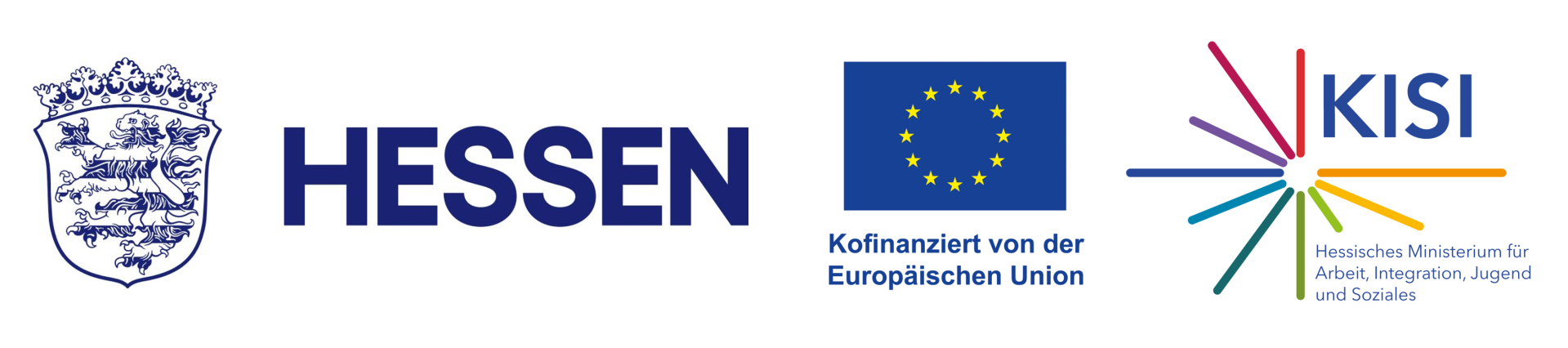Logo EU und Logo mit bunten Strichen