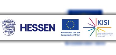 Logo EU und Logo mit bunten Strichen