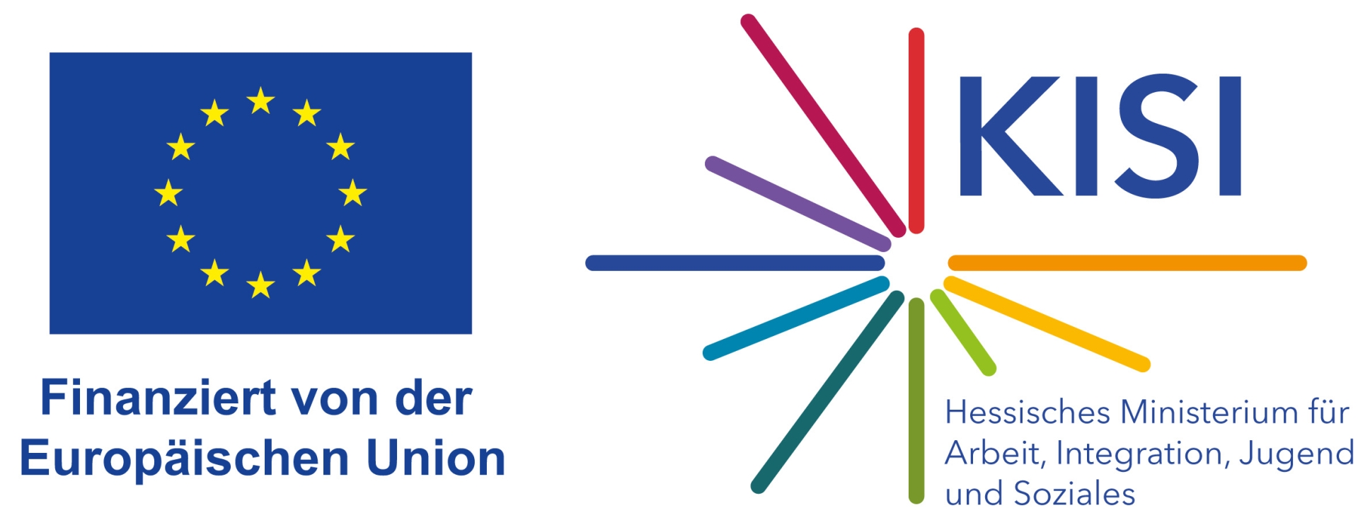 Logo EU und Logo mit bunten Strichen