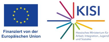 Logo EU und Logo mit bunten Strichen