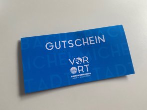 Vor-Ort-Gutschein Gutschein in blau